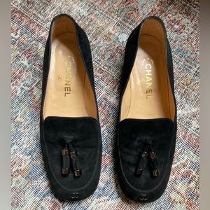 Chanel Black Suede Loafer Flats, EU 36.5